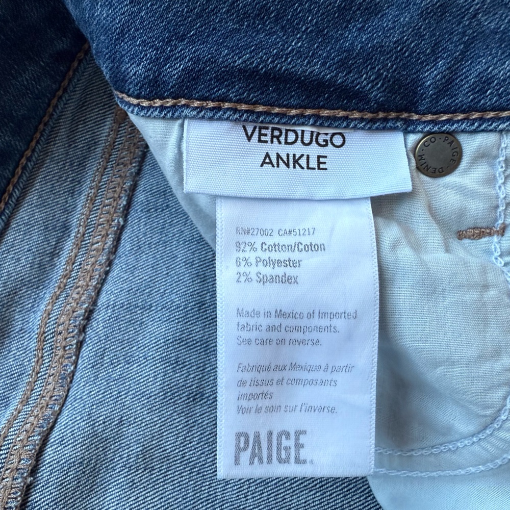 NWT PAIGE Verdugo Distressed Ankle Skinny Jeans in Flo Destructed Size 26 - Picture 12 of 15